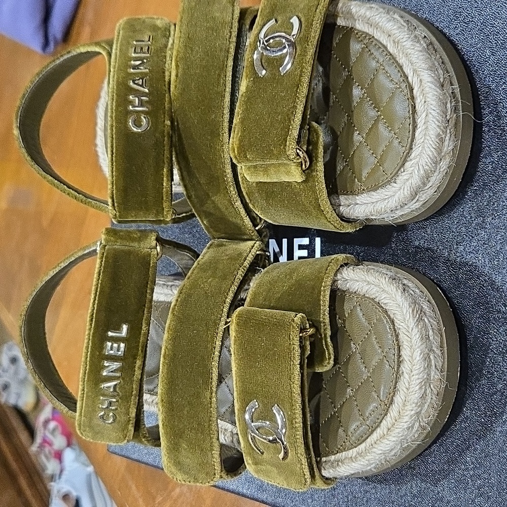 Chanel Velvet Velcro Sandal